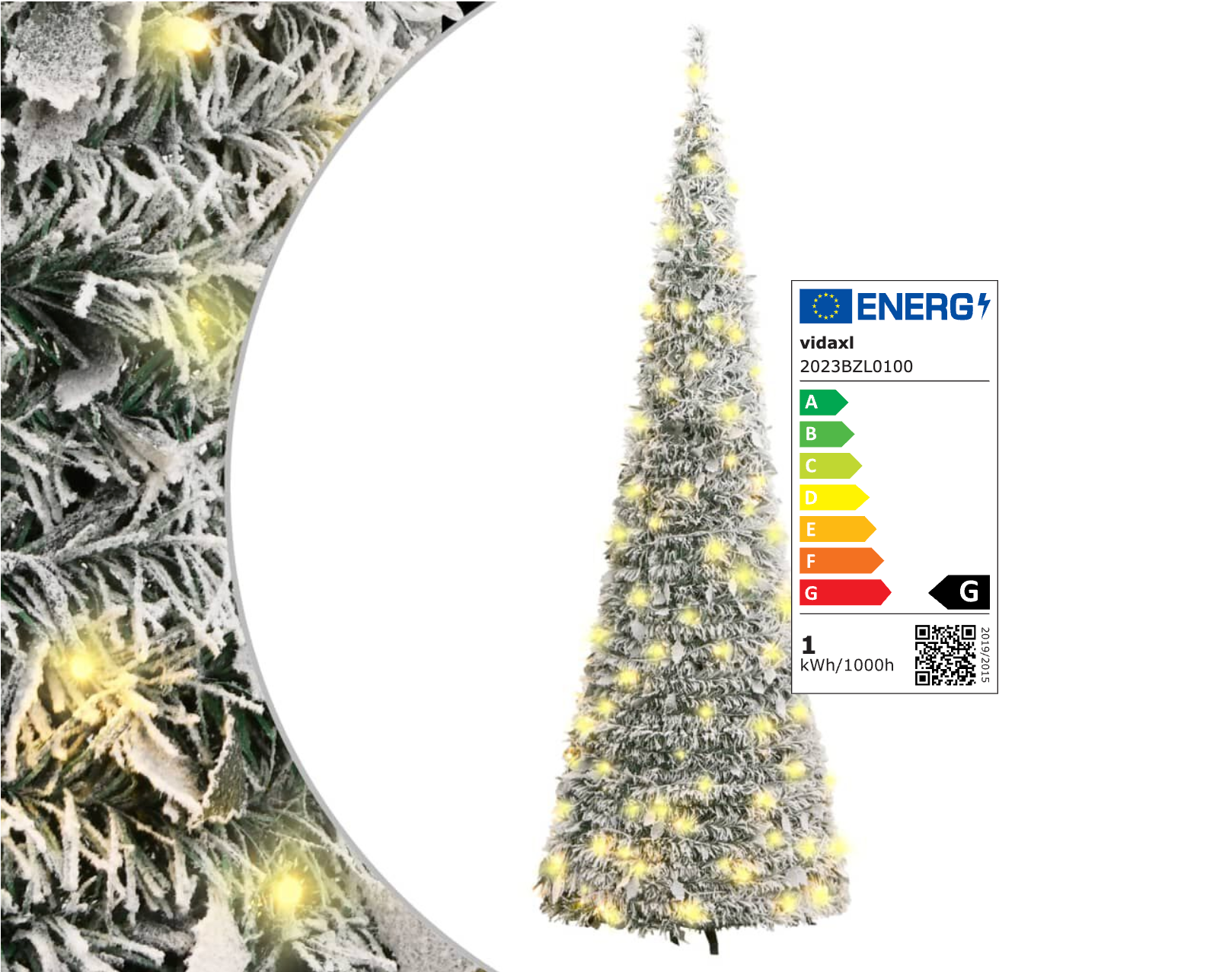 Sapin de Noël artificiel escamotable avec neige floquée 100 LED