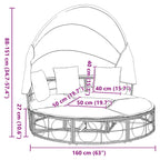 Lit de repos d'extérieur avec auvent et coussins résine tressée