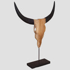Sculpture de crâne de taureau teck 66x15x88 cm