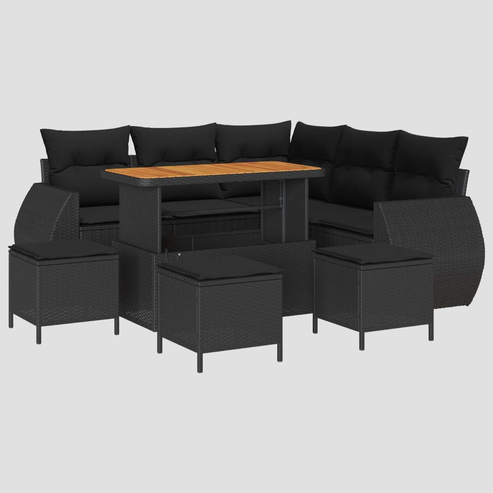 Ensemble de canapé de jardin 9 pcs polyrotin