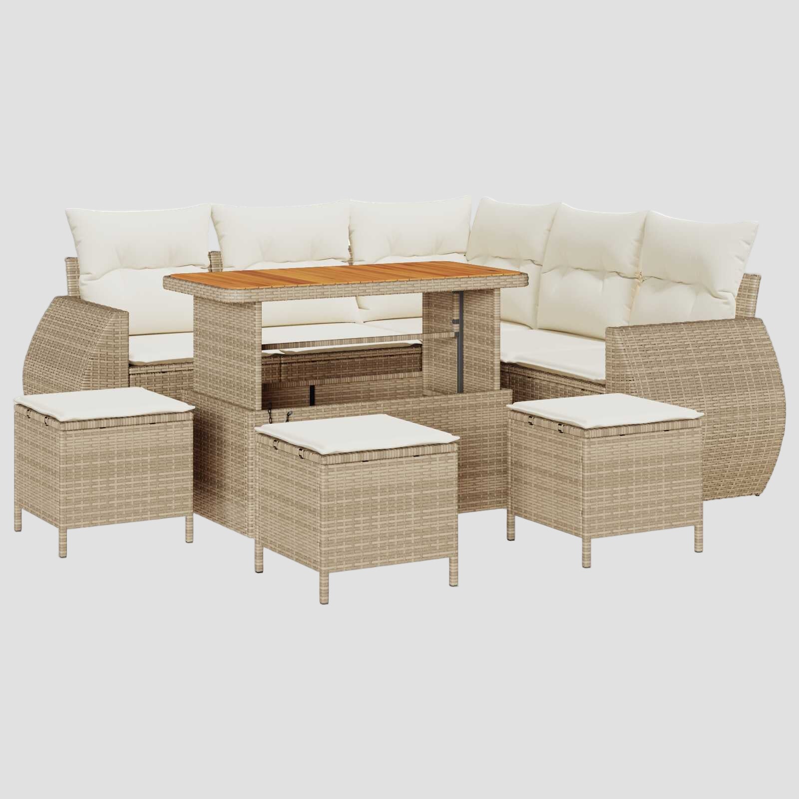 Ensemble de canapé de jardin 9 pcs polyrotin