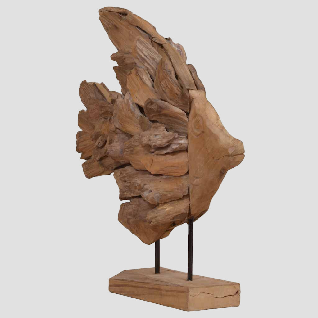 Sculpture de poisson teck 40x12x57 cm