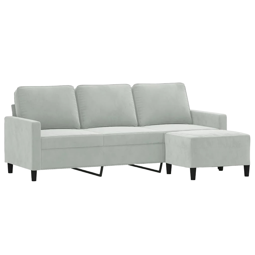 Canapé 3 places avec repose-pieds Noir velours