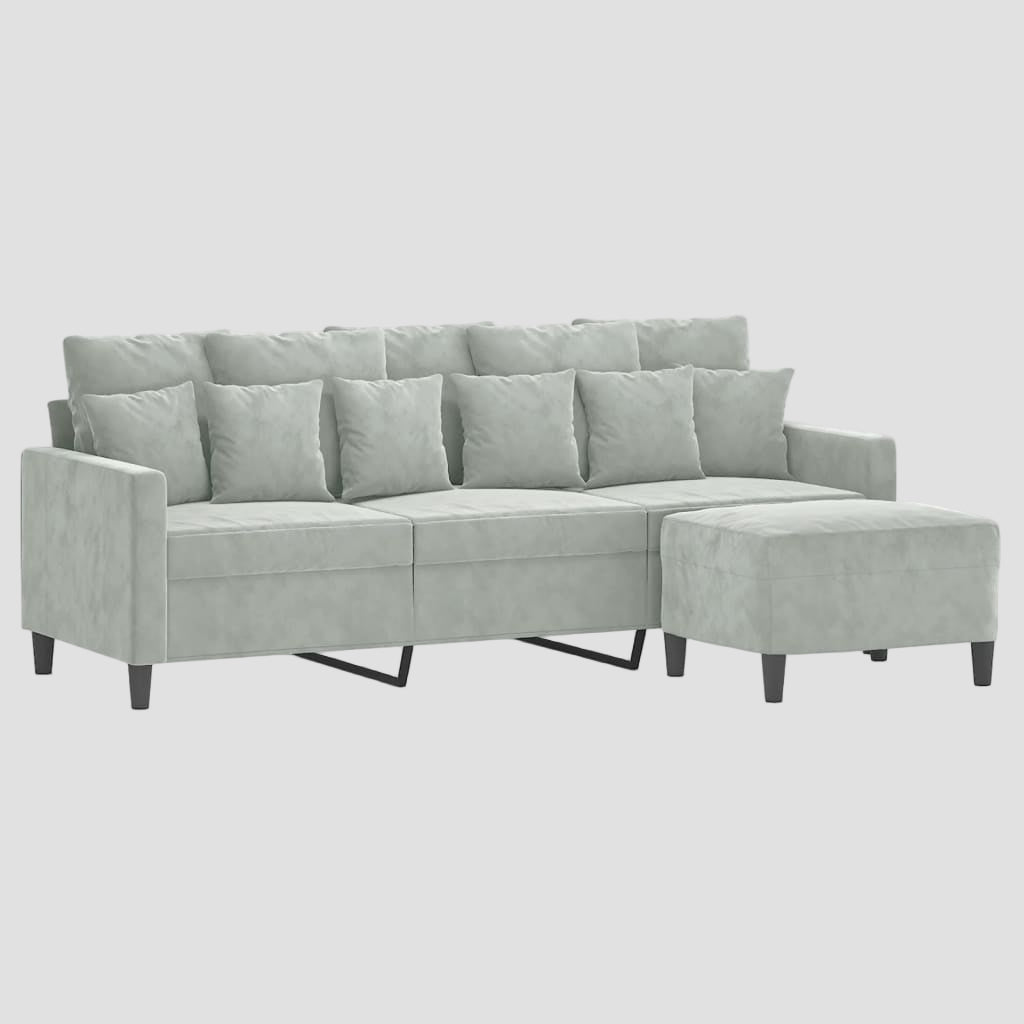 Canapé à 3 places avec repose-pieds 180 cm Velours