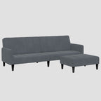 Canapé-lit 2 places avec repose-pied velours