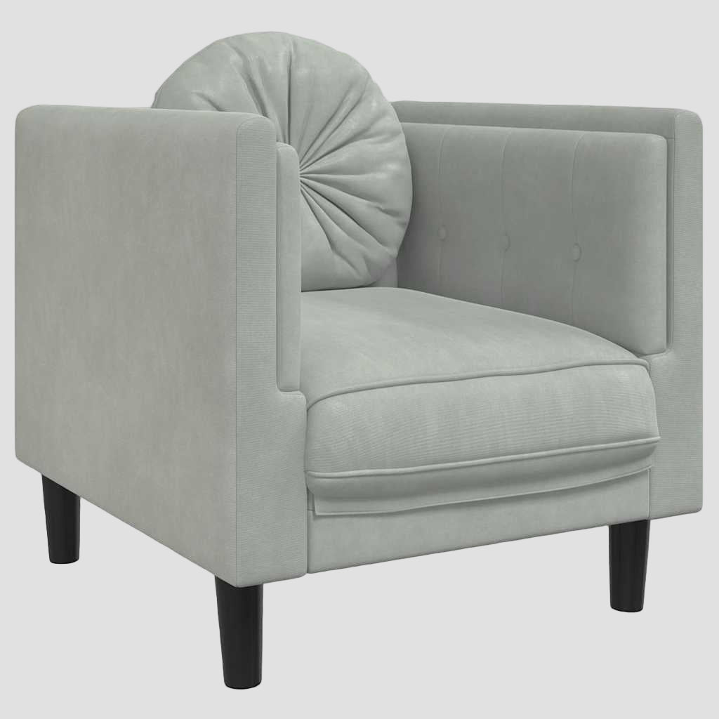 Fauteuil avec coussin gris clair Velours