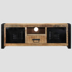 Meuble TV en bois massif de manguier brut 100x30x35 cm