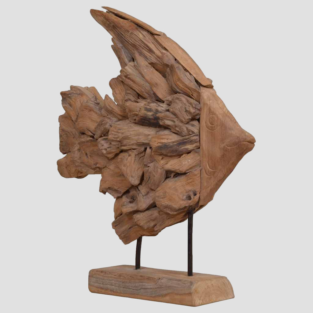 Sculpture de poisson teck 40x12x57 cm
