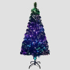 Sapin de Noël artificiel avec support vert 120 cm fibre optique