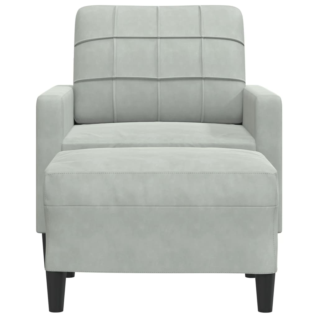 Fauteuil avec repose-pied en velours