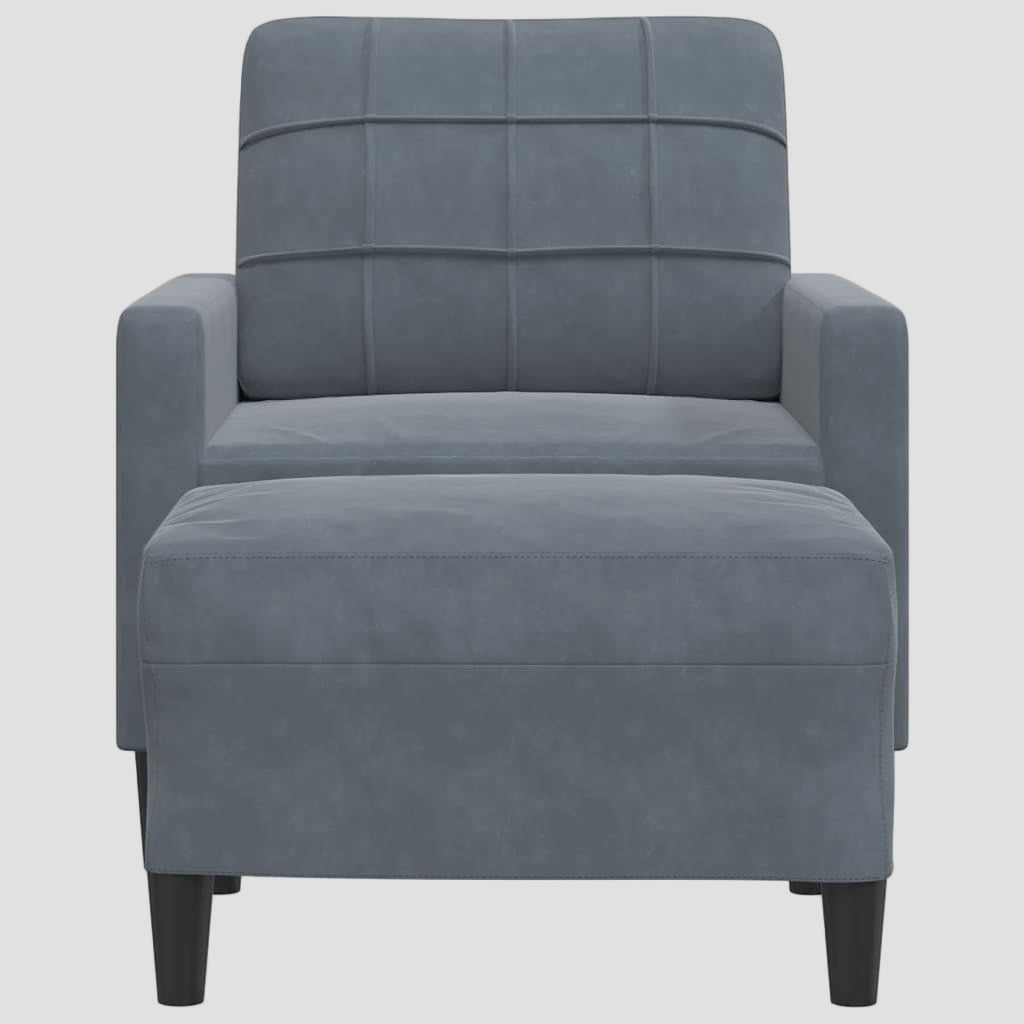 Fauteuil avec repose-pied en velours