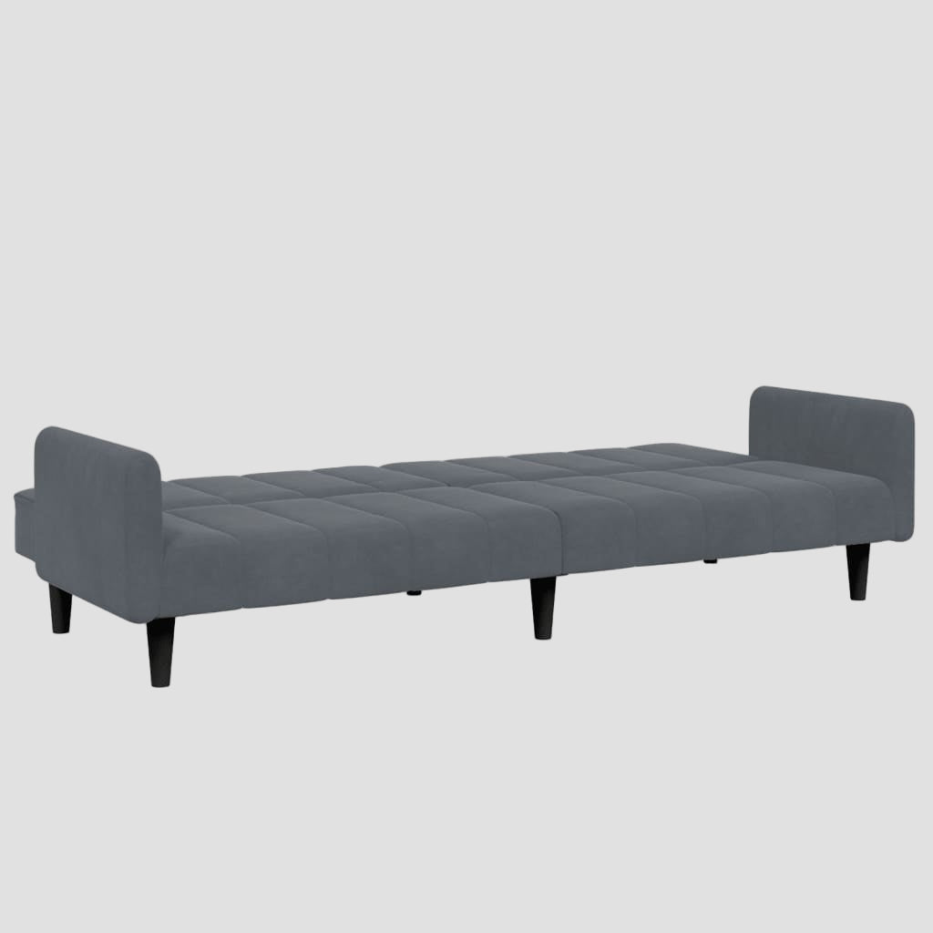 Canapé-lit 2 places avec repose-pied velours