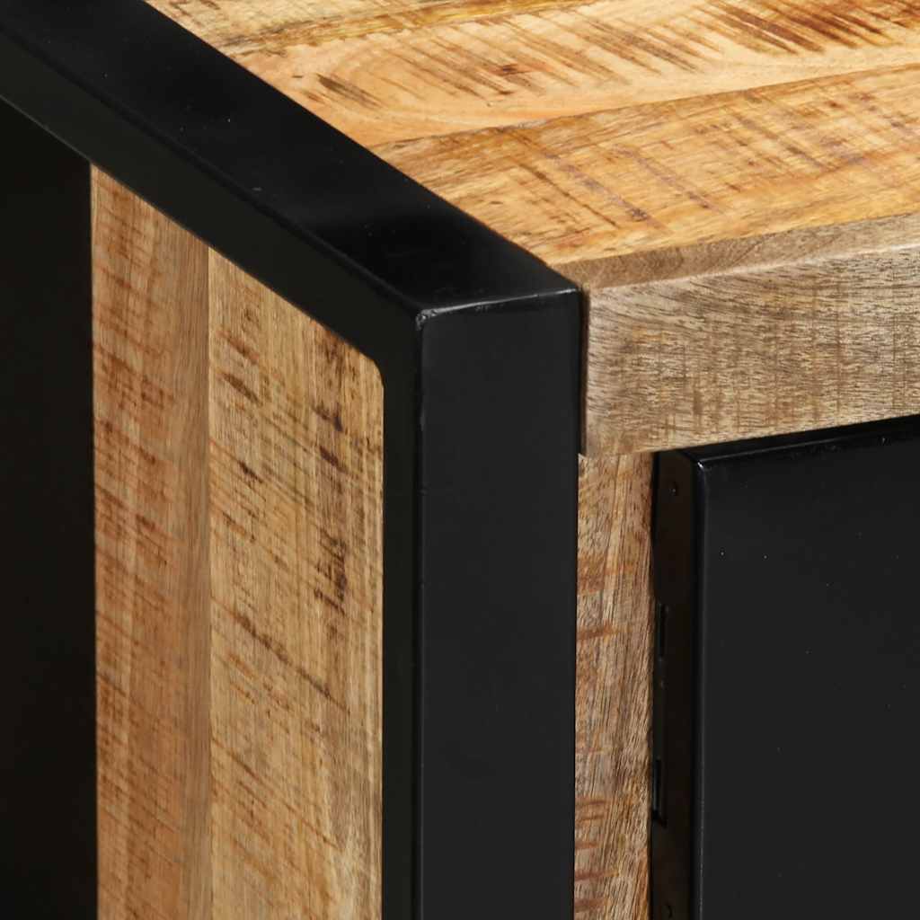 Meuble TV en bois massif de manguier brut 100x30x35 cm