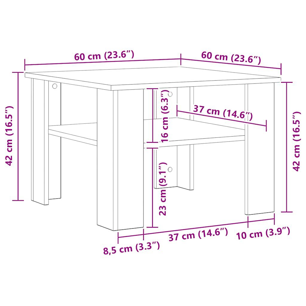Table basse en bois d’ingénierie 60x60x42 cm