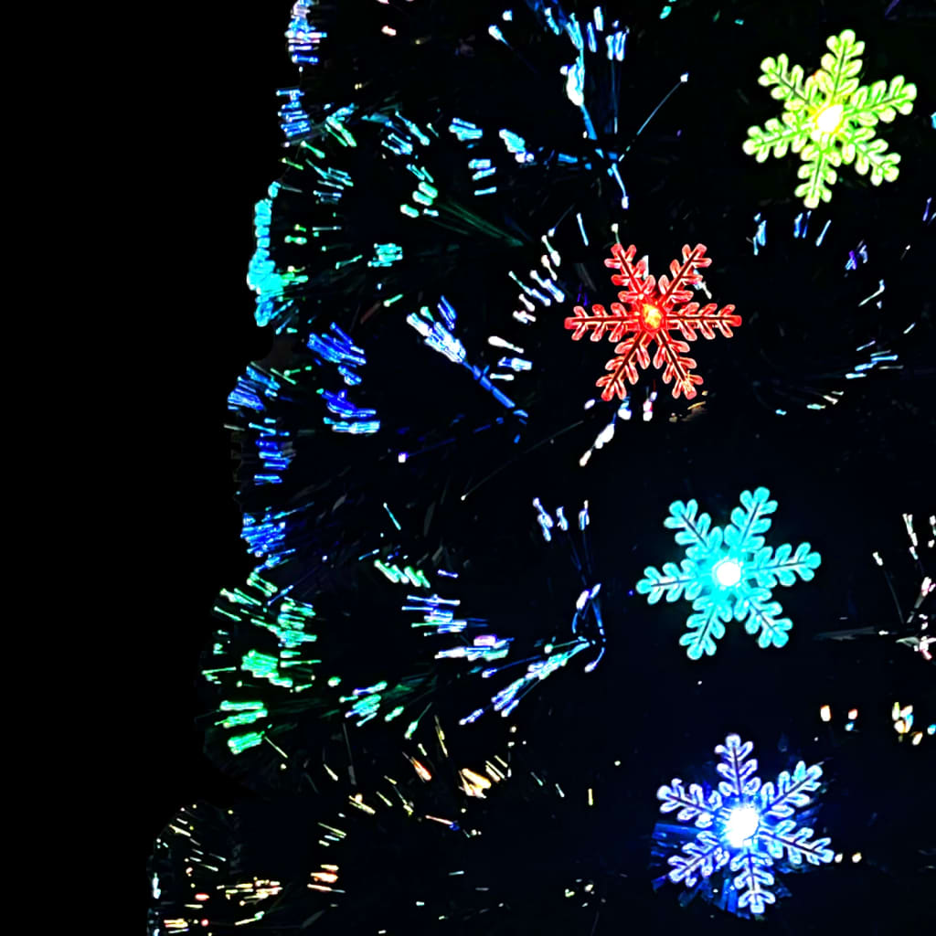 Sapin de Noël et flocons de neige LED Noir 120 cm Fibre optique