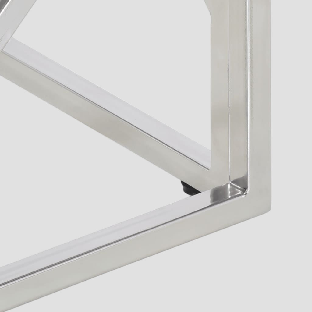 Table basse en acier inoxydable et verre trempé