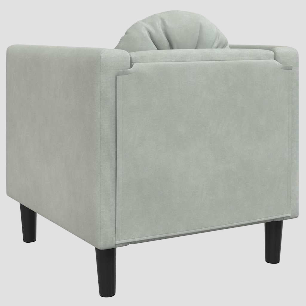 Fauteuil avec coussin gris clair Velours