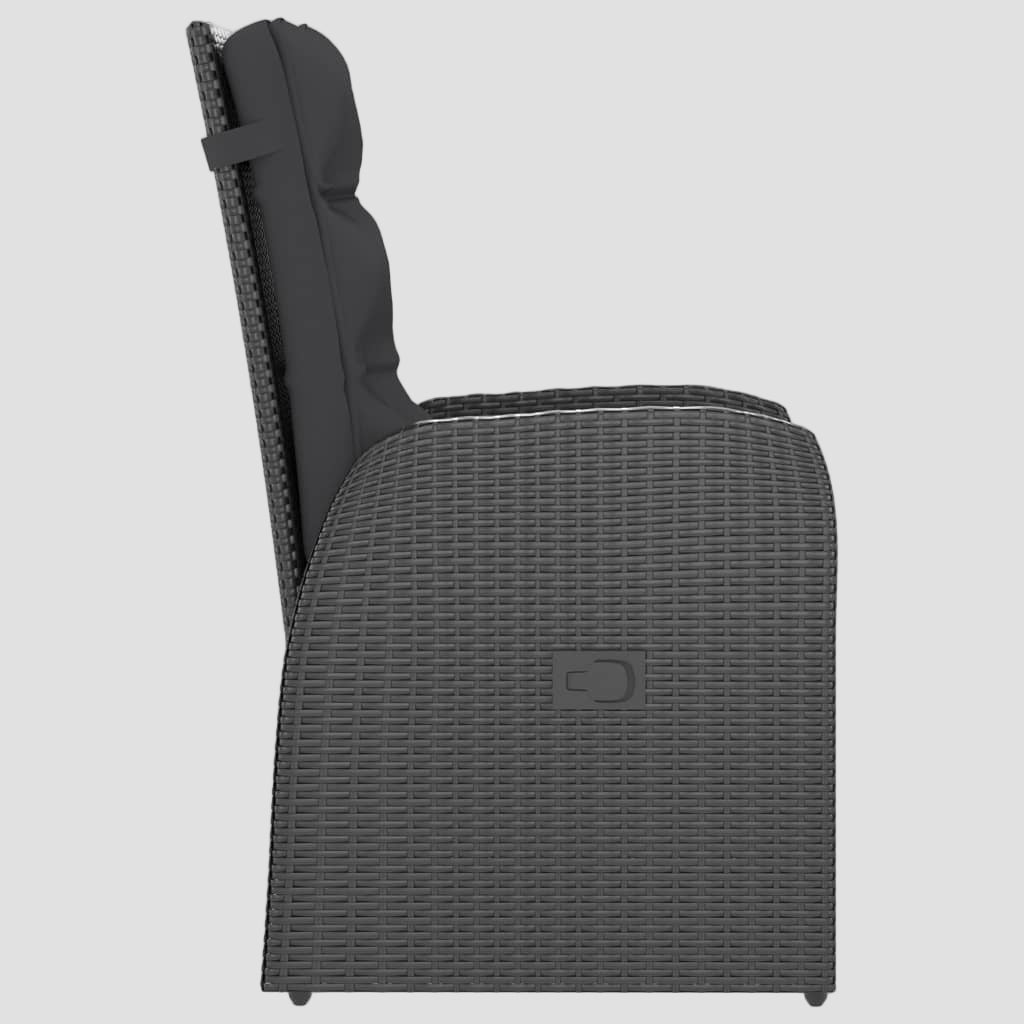 Ensemble à manger d'extérieur 9pcs coussins résine tressée noir