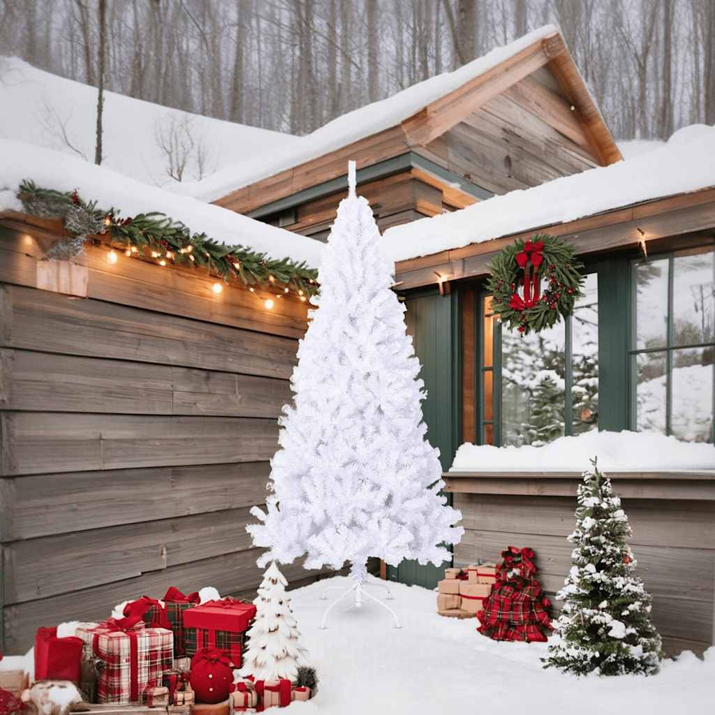 Sapin de Noël artificiel avec branches épaisses blanc 210cm