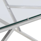 Table basse en acier inoxydable et verre trempé