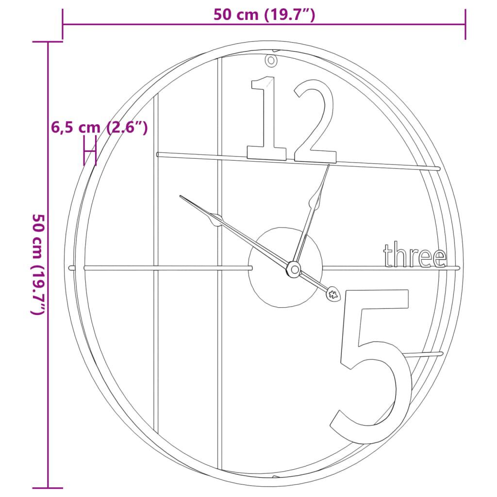 Horloge murale Ø50 cm fer