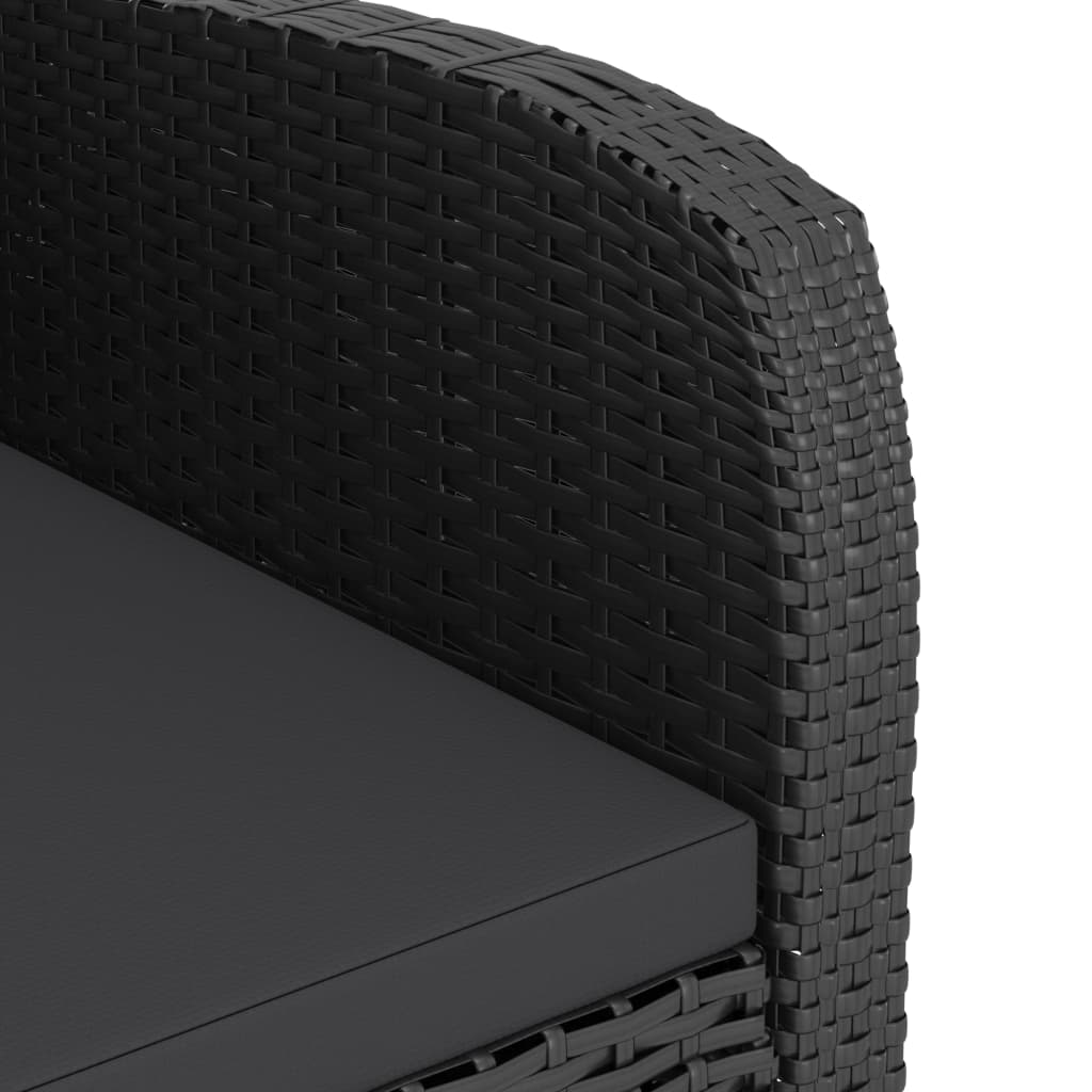 Ensemble à manger d'extérieur 9pcs coussins résine tressée noir
