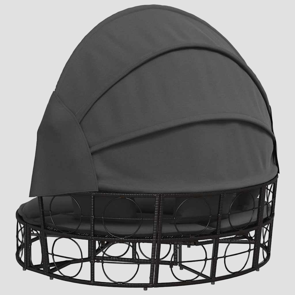 Lit de repos d'extérieur avec auvent et coussins résine tressée